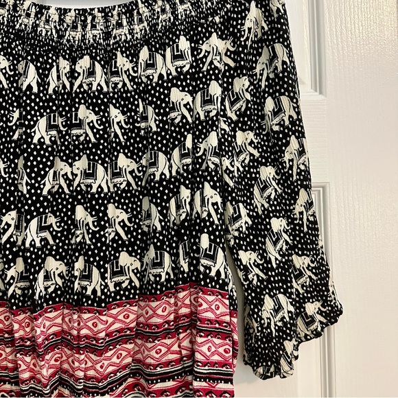 Forever 21 Elephants Boho Off-the-Shoulder Blouse - Picture 3 of 4